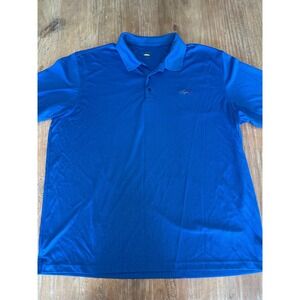 Greg Norman Play Dry Mens Blue Grid Polo Shirt Short Sleeve Shark Logo XL
